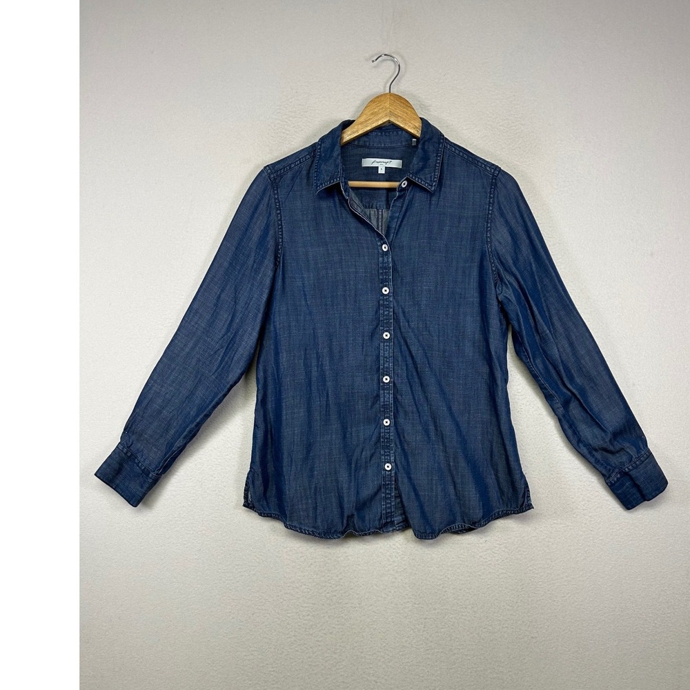 Coastal Casual Foxcroft NYC Women 8 Tencel Lyocell Chambray Button Down Shirt